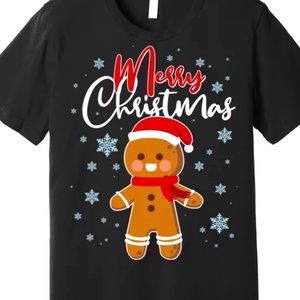Merry Christmas Gingerbread T-Shirt Size Small Unisex Black